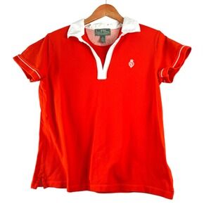 LRL Lauren Ralph Lauren Active Womens Cute Polo Shirt Top Sz L Large